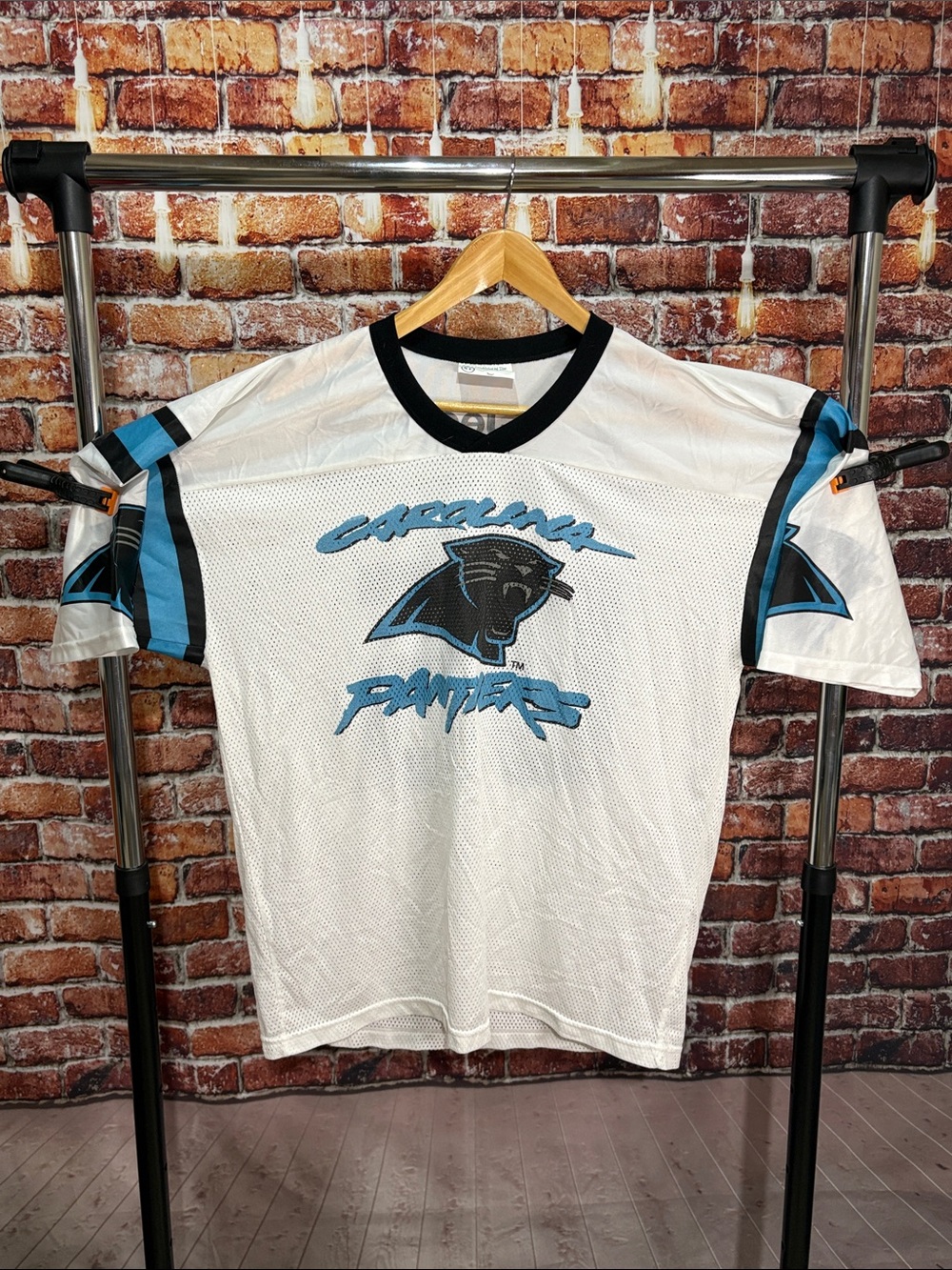 Carolina Panthers White Blue Short Sleeve Mesh Jersey Shirt Mens XL NFL football